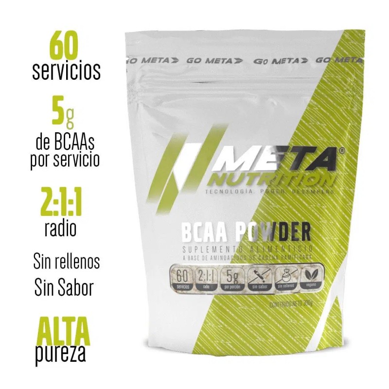 Meta Nutrition Bcaa Powder 2.1.1, 60 servicios sin sabor